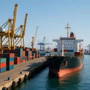 Maritime port using mobile renewable battery systems to electrify cranes and cargo handling operations